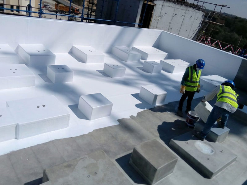 GRP waterproofing applied on a flat roof